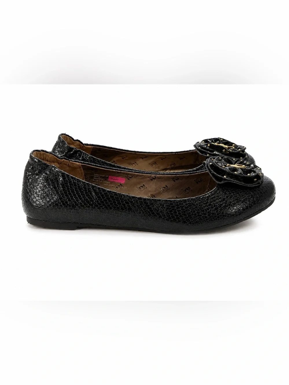 Baby Phat Vintage Black Floral-Accent Women’s Ballet Flats - Designer Style